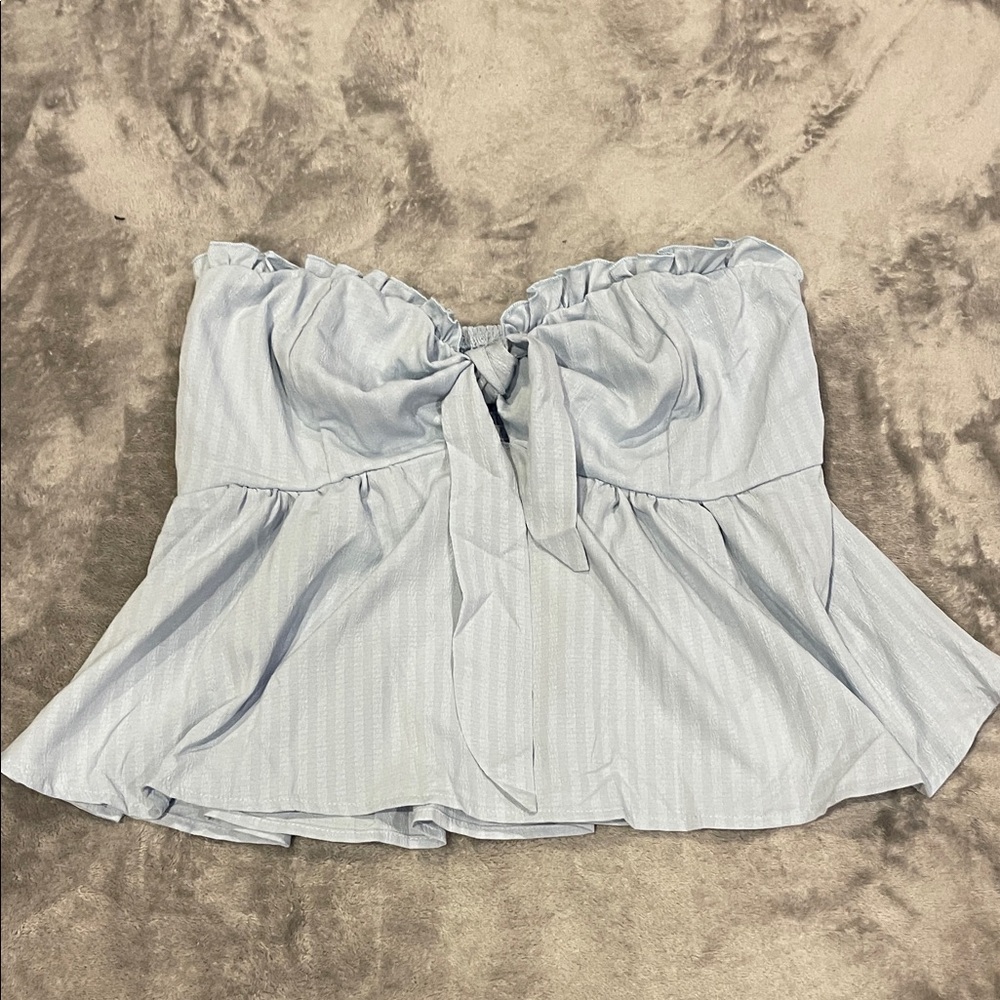Light Blue Off-Shoulder Crop Top